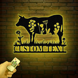 PersonalizedCow Metal Sign, Custom Cow Name Sign, Ranch Sign, Metal Farmer Gift, Cow Metal Wall Art, Cow Farmhouse Sign, Cow Farm Sign