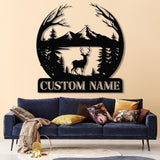 Personalized Deer Metal Cabin Sign with Led Lights, Custom Deer Forest Metal Sign, Last Name Sign, Deer Sign, Cabin Sign, Gift for Dad