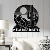 Cactus Desert Custom Metal Sign with LED Lights - Personalized Desert Cactus Wall Art - Southwest Desert Wall Decor for Patio