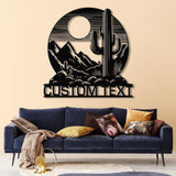 Cactus Desert Custom Metal Sign with LED Lights - Personalized Desert Cactus Wall Art - Southwest Desert Wall Decor for Patio