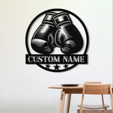 Custom Boxing Gloves Metal Wall Art with LED Light, Personalized Boxer Name Sign, Gym Room Decor, Man Cave Gift, Birthday Present