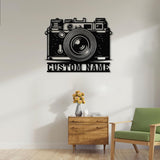Custom Camera Metal Wall Art with Led Lights, Personalized Photographer Name Sign, Camera Metal Sign, Camera Decor, Photo Studio Decor