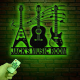 Custom Guitar Metal Wall Art With Led Lights, Personalized Guitar Metal Sign Music Room Decor, Guitarist Gift, Guitar Lover Gifts