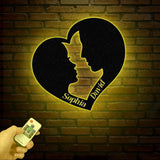 Custom Couple Name Sign & Heart Metal Sign, Personalized Names You and Me Metal Wedding Decor Metal Memorial Sign Couple Love gift