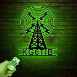 Custom Ham Radio Metal Sign with LED Light, Personalized Amateur Radio Name Sign, Radio Operator Decoration, Amateur Call Sign