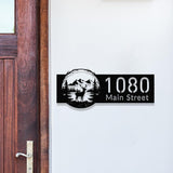 Deer Address sign with Pine tree, Metal Deer Sign, Deer Yard sign, Address Sign, Deer Ranch Family Name Sign, Yard Address sign