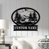 Personalized Deer Metal Cabin Sign with Led Lights, Custom Deer Forest Metal Sign, Last Name Sign, Deer Sign, Cabin Sign, Gift for Dad