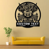 Highland Cow Metal Sign, Custom Highland Cow Wall Art, Personalized Highland Cow Farm Sign, Farmhouse Decor, Ranch Decor, Cow Door Hanger