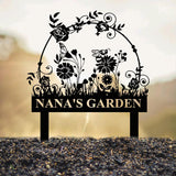 Custom Floral Butterfly Garden Sign, Personalized Name Garden Stake, Metal Garden Sign, Gardener Name Sign, Gardener Gift, Yard Decor