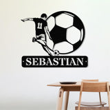 Personalized Soccer Ball Metal Sign with LED Light - Custom Name Sport Wall Art - Home Decor & Birthday Gift for Soccer Players