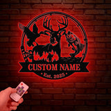 Custom Deer Duck And Bass Fishing Metal Wall Art Hunting Sign Personalized Hunter Name Sign Home Decor Cabin Decoration Birthday Gift