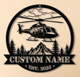 Personalized LED Helicopter Metal Sign, Custom Pilot Name Wall Art, Aviation Decor, Military Helicopter Gift, Man Cave Decor