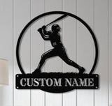 Personalized Softball Pitcher Metal Wall Art Led Lights, Custom Pitcher Girl Sign, Dorm Decoration Birthday Gift, Gift For Daughter