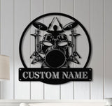 Custom Drummer Metal Sign, Drummer Wall Art LED Lights, Personalized Drum Player Name Sign, Drum Music Room Decor, Kids Nursery Decoration