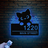 Black Cat House Number Sign, Cat House Address Sign, Custom Door Number Sign, Cat Welcome Sign, Housewarming Gift, Gift for Cat Lovers