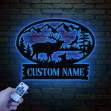 Custom Elk Metal Wall Art With LED Light, Personalized Elk Deer Name Sign Decoration For Room, Elk Metal LED Decor, Custom Elk Name Sign