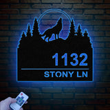 Custom Wolf House Number Metal Address Sign, Wolf Lover Metal Name Sign Outdoor, Outdoor House Number, Address Plaque, Front Door Decor