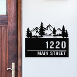 Custom Mountain Forest Address Sign, Metal House Number Sign, Personalized Address Plaque, Street Name Sign, Front Door Sign, New Home Gift