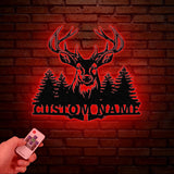 Custom Deer Hunting Metal Sign, Custom Buck Antler Split Metal Wall Hangings, Deer Hunter Name Sign, Hunter's Gift, Cabin Decor