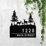 Deer Address sign with Pine tree, Metal Deer Sign, Deer Yard sign, Address Sign, Deer Ranch Family Name Sign, Yard Address sign