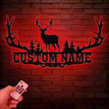 Custom Deer Hunting Metal Sign, Custom Buck Antler Split Metal Wall Hangings, Deer Hunter Name Sign, Hunter's Gift, Cabin Decor
