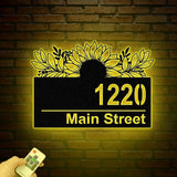 Custom SunFlower Metal Address Sign, Address Plaque, House Number Plaque, Address Number Sign, Metal House Number Sign, Front Porch Sign