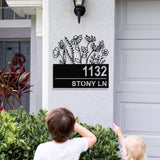 Custom Flower Metal Address Sign, Address Plaque, House Number Plaque, Address Number Sign, Metal House Number Sign, Front Porch Sign