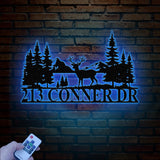 Deer Address sign with Pine tree, Metal Deer Sign, Deer Yard sign, Address Sign, Deer Ranch Family Name Sign, Yard Address sign