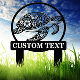 Turtle Custom Metal Sign, Turtle Memorial Stake, Turtle Decor, Garden Decor, Outdoor Sign, Pond Sign, Sympathy Gift, Remembrance Stake