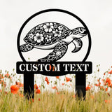 Turtle Custom Metal Sign, Turtle Memorial Stake, Turtle Decor, Garden Decor, Outdoor Sign, Pond Sign, Sympathy Gift, Remembrance Stake