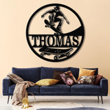 Personalized Name Skate Metal Wall Art with Led Light, Custom Skateboard Name Sign, Nursery Decor, Skating Sign, Kid Room Decor