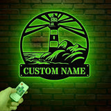 Personalized Lighthouse Metal Sign, Custom Lighthouse Name Sign, Beach House Decor, Harbor Sign, Lighthouse Metal Wall Art, Coastal Decor