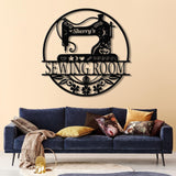 Personalized Floral Sewing Machine Metal Sign, Custom Quilting Sign For Sewing Room Decor, Sewing Machine Sign, Gift for Mom & Grandma