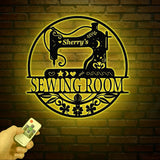 Personalized Floral Sewing Machine Metal Sign, Custom Quilting Sign For Sewing Room Decor, Sewing Machine Sign, Gift for Mom & Grandma