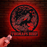 Personnalized Reef Metal Wall Art with Led Lights, Fish Coral Reef Metal Wall Decor, Turtle Metal Sign, Aquarium Sign, Fish Lover Gift