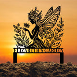 Custom Fairy Metal Garden Sign, Flower Garden Sign, Fairy Garden Stake, Outdoor Garden Yard Decor, Metal Fairy Garden Art, Gardener Gift