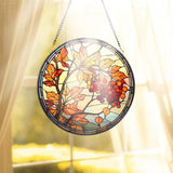 Autume Flower Stained Glass Suncatcher, Window Hangings, Wall Decor, Flowers Suncatcher Gift, Window Hanger, Birthday Gift For Mom