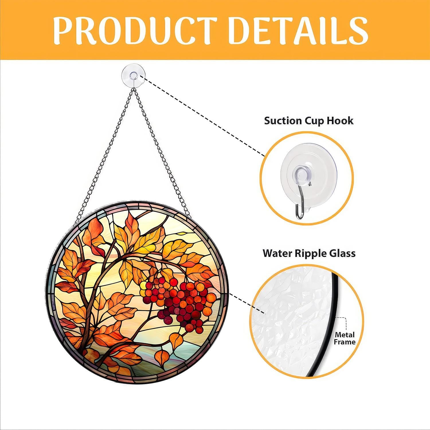 Autume Flower Stained Glass Suncatcher, Window Hangings, Wall Decor, Flowers Suncatcher Gift, Window Hanger, Birthday Gift For Mom