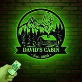 Personalized Cabin Sign, Lodge Decor, Forest Cabin Metal Sign, Custom Family Name Sign, Last Name Sign, Housewarming Gift, Gift for Dad