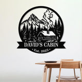 Personalized Cabin Sign, Lodge Decor, Forest Cabin Metal Sign, Custom Family Name Sign, Last Name Sign, Housewarming Gift, Gift for Dad