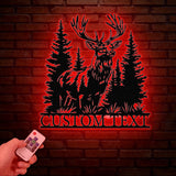 Personalized Deer Metal Cabin Sign with Led Lights, Custom Deer Forest Metal Sign, Last Name Sign, Deer Sign, Cabin Sign, Gift for Dad