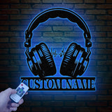 Personalized Headphones Metal Wall Sign, Custom Earphones Metal Art, Decor for Music Lovers, Gifts for Recording Studios, Musical Wall Art