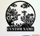 Personnalized Reef Metal Wall Art with Led Lights, Fish Coral Reef Metal Wall Decor, Reef Metal Sign, Aquarium Sign, Fish Lover Gift