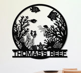 Personnalized Reef Metal Wall Art with Led Lights, Fish Coral Reef Metal Wall Decor, Reef Metal Sign, Aquarium Sign, Fish Lover Gift