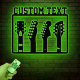 Custom Guitar Metal Wall Art With Led Lights, Personalized Guitar Metal Sign Music Room Decor, Guitarist Gift, Guitar Lover Gifts