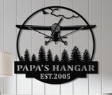 Custom Airplane Hangar Metal Sign with Led Lights- Personalized Pilot Name Wall Art - Aviation Lover Gift - Man Cave Airplane Decor