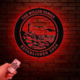 Personalized Lighthouse Metal Sign, Custom Lighthouse Name Sign, Beach House Decor, Harbor Sign, Lighthouse Metal Wall Art, Coastal Decor