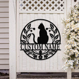 Cat Metal Wall Decor - Moon Cat Metal Wall Art - Black Cat Metal Sign for Home - Cat Lover Wall Decor & Gift for Cat Lovers, Christmas Gifts