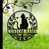 Cat Metal Wall Decor - Moon Cat Metal Wall Art - Black Cat Metal Sign for Home - Cat Lover Wall Decor & Gift for Cat Lovers, Christmas Gifts