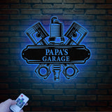 Personalized LED Papa's Garage Sign, Custom Metal Workshop Sign, Dad or Grandpa Gift, Papa's Workshop Wall Art, Gift for Dad